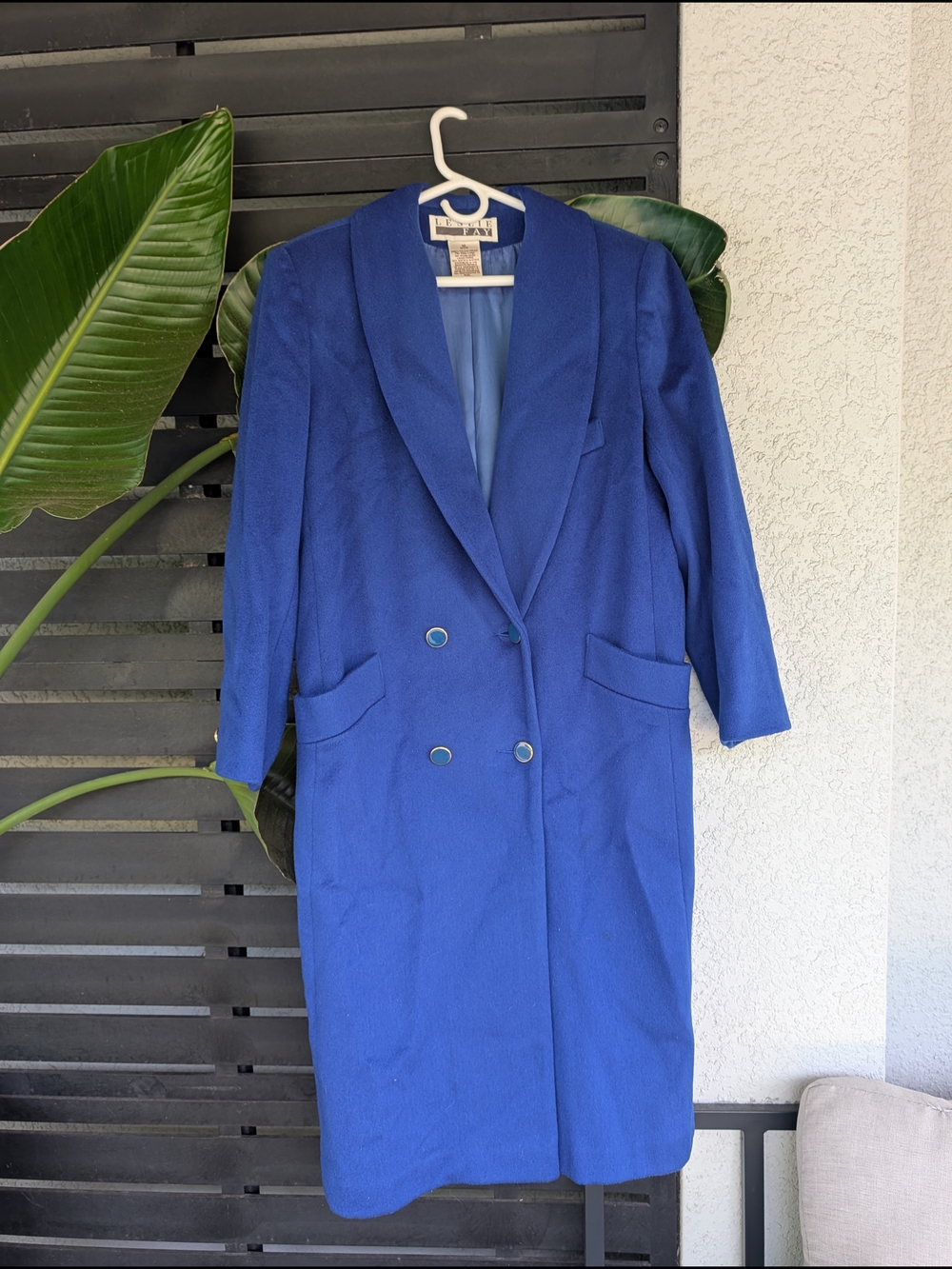 Vintage Blue Double-Breasted Women's Coat